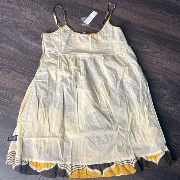 Chaudry KC Mid Century Modern Mini Babydoll/Sundress, Cream/Brown/Gold-Large-NWT - Picture 11 of 13